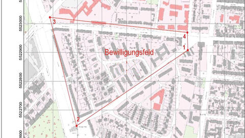 Auszug aus Karte eines Bewilligungsfelds in Papierform (als Symbolbild)