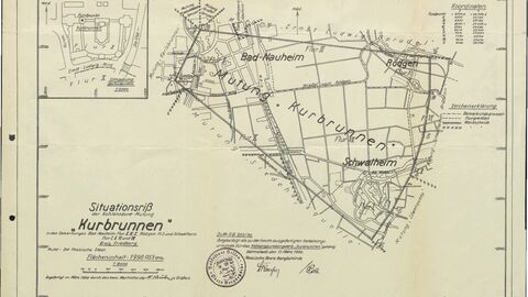 historische Karte der Lage altes Bergwerksfeld in Bad Nauheim (als Symbolbild)