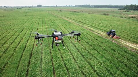 Drohne Drohne über landwirtschaftlicher Fläche