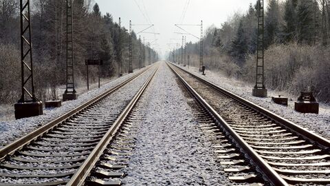 Eisenbahnen Schienen durch einen Wald