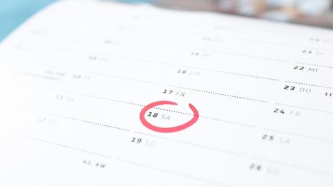 Veranstaltung Nahaufnahme eines Terminplaners mit eingekreistem Datum