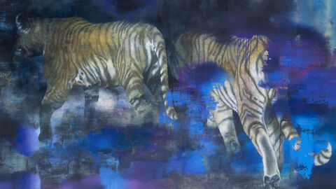 Girgentana Kunstwerk von Isabelle Dutoit, das zwei Tiger zeigt