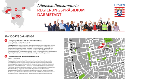 Ausschnitt Dienstellenstandorte und Fachbereiche des RP Darmstadt