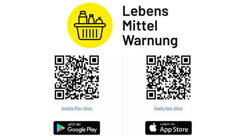 Das Bild zeigt zwei QR-Codes, die zu Smartphone-Apps führen.