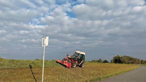 Fahrzeug fährt schräg an Böschung